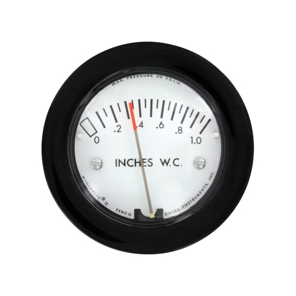 Differential pressure gage, range 0-25 mm w.c.